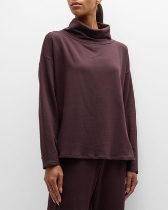 Funnel-Neck Washable Silk Terry Top