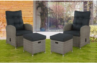 Monaco All-Weather 4-Piece Set with Two Reclining Chairs and Two Ottomans