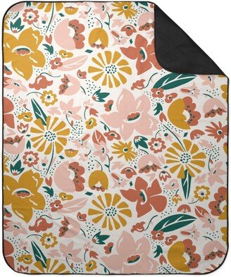 Picnic Blankets: Betty Modern Floral - Pink Picnic Blanket, Multicolor