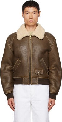 Brown Paneled Leather Jacket