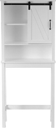 LuxenHome Farmhouse White MDF Over-the-Toilet Space Saver Cabinet