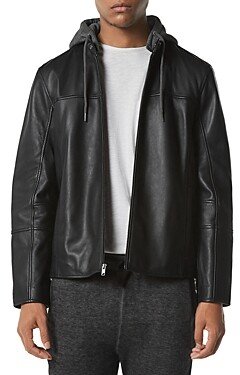 Kingsburg Leather Removable Hood Regular Fit Racer Jacket