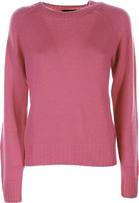 Fuchsia Crew-neck Sweater In Cashmere