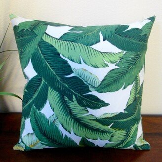 Artisan Pillows 18-inch Indoor/Outdoor Island Hopping Emerald Tropical Palm Leaf Pillow Cover