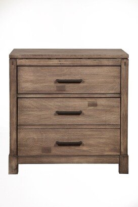 Rustically Designed Nightstand with 3 Drawers Brown