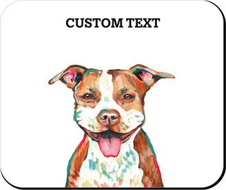 Mouse Pads: Pit Bull Terrier Mix Custom Text Mouse Pad, Rectangle Ornament, Multicolor