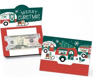 Big Dot of Happiness Camper Christmas - Red and Green Holiday Party Money And Gift Card Holders - Set of 8