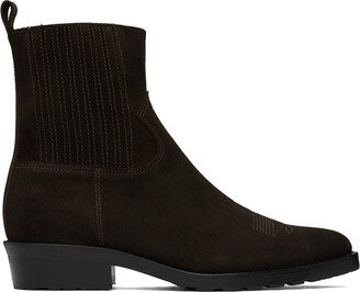 SSENSE Exclusive Brown Embroidered Chelsea Boots