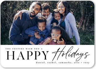 Holiday Cards: Scripted Spirit Holiday Card, White, 5X7, Holiday, Matte, Signature Smooth Cardstock, Rounded