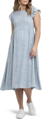 Ava Floral Shirred Midi Maternity Dress