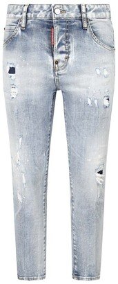 Distressed Cropped Jeans-AX