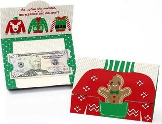 Big Dot of Happiness Ugly Sweater - Holiday and Christmas Money and Gift Card Holders - Set of 8