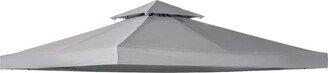 9.84' x 9.84' Gazebo Replacement Canopy 2 Tier Top Uv Cover Pavilion Garden Patio Outdoor Light Grey (Top Only)