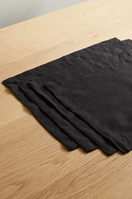 Set Of Four Linen Placemats - Black