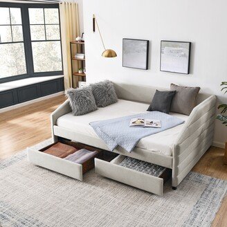 Sunmory Full Size Upholstered Daybed with Two Drawers