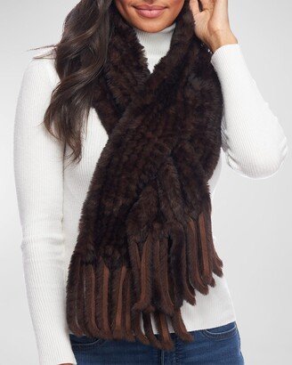 Knitted Faux Fur Fringe Scarf