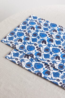 Set Of Two Printed Linen Placemats - Blue-AB