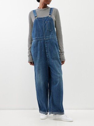 Oversized Distressed Denim Overalls