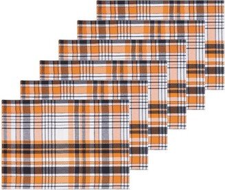 Zelda Black and Orange Halloween Plaid Placemat Set of 6