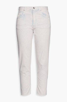 Nea cropped acid-wash high-rise slim-leg jeans