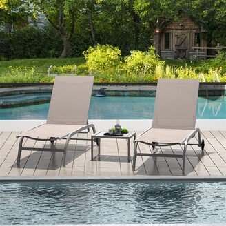 IGEMAN Lounge Chairs for Outside with Wheels, Set of 3