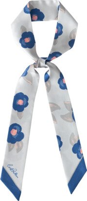 Lost Pattern Nyc Camellia Silk Twilly Neck Bow Blue