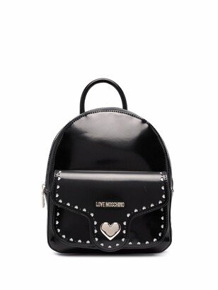Heart-Cut Patent-Effect Backpack