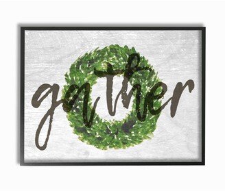 Gather Boxwood Wreath Typography Framed Giclee Art, 16 x 20