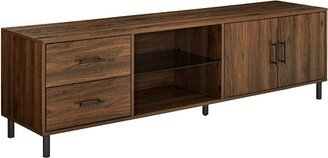 Sana Modern Triple Storage TV Stand for TVs up to 80 Dark Walnut - Saracina Home