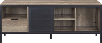 GEROJO Industrial Nantan KD Oak TV Console Rustic Rectangular TV Stand with Metal Frame and Multi-Storage Drawer&Shelf