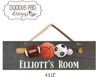 Sports Door Sign, Kids Room Sign For Coach