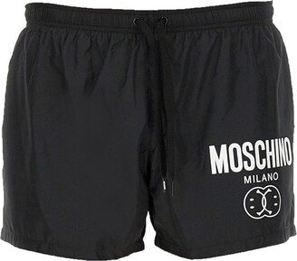 Logo Printed Drawstring Swim Shorts-BA