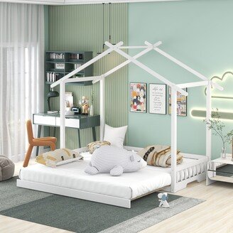 EHEK Extending House Bed, Twin to King Design Wooden Daybed