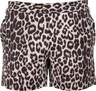 All-Over Leopard Printed Swim Shorts