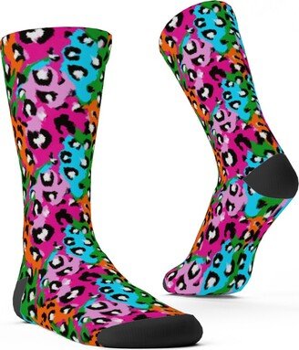 Socks: Leopard Print - Multi Custom Socks, Multicolor