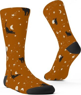 Socks: Black Cats - Burnt Orange Custom Socks, Orange