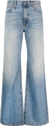 High-Rise Stonewashed Wide-Leg Jeans