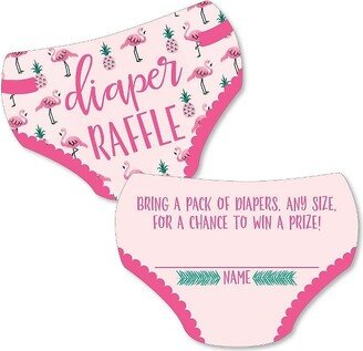 Big Dot of Happiness Pink Flamingo - Party Like a Pineapple - Diaper Shaped Raffle Ticket Inserts - Summer Baby Shower Diaper Raffle Game - Set of 24