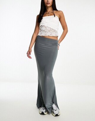 low rise slinky fishtail skirt in gray