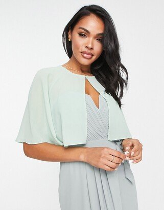 Bridesmaids chiffon cape in fresh sage