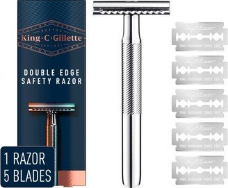 King C. Men's Double Edge Safety Razor + 5 Refill Blades