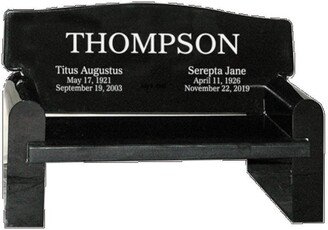 Couch Headstone Bench - Black Granite - Custom Engraving Or Etching Available - Ships Free To Qualifying Locations