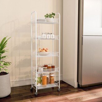 No 5-Tiered Narrow Rolling Storage Shelves