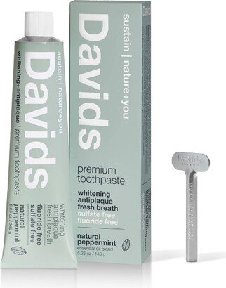 Davids Antiplaque & Whitening Fluoride-Free Premium Natural Toothpaste - Peppermint - 5.25oz