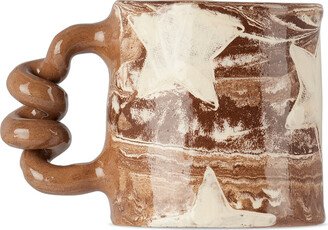 Harlie Brown Studio Brown & Off-White Marbled White Star Wiggle Mug