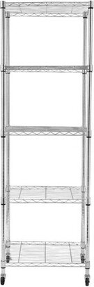 5-Tier Wire Shelving with Wheels for Garage Kitchen Storage Shelves, Chrome - 23.62 x 17.72 x 70.87