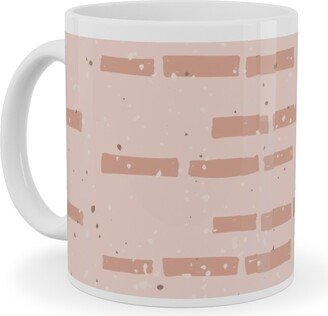 Mugs: Boho Tribal Dashed Geometric - Pink Ceramic Mug, White, 11Oz, Pink