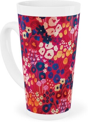 Mugs: Modern Retro Floral - Multi Tall Latte Mug, 17Oz, Multicolor