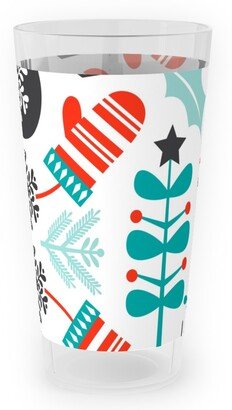 Outdoor Pint Glasses: Hygge Folk Art Christmas Outdoor Pint Glass, Multicolor