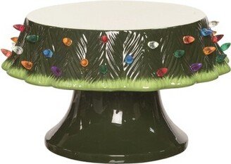 Dolomite 13 in. Green Christmas Light Up Retro Tree Cake Plate